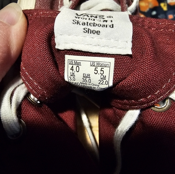 Vans Red and Pink High-Top Sneakers with Unique Two-Tone Design - Picture 6 of 6